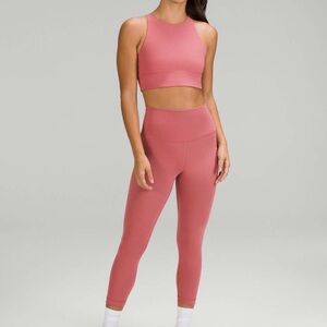 Lululemon SET Brier Rose - Wunder Under Leggings AND High Neck Ribbed Bra